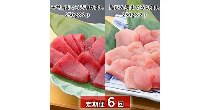 【ふるさと納税】【定期便6回】天然南まぐろ 赤身 切落し＆ 脂びん長まぐろ 切落し【配送不可：離島】　定期便・魚貝類・鮪・マグロ・天然・南まぐろ・ 赤身 ・切落し・びん長まぐろ ・セット・冷凍