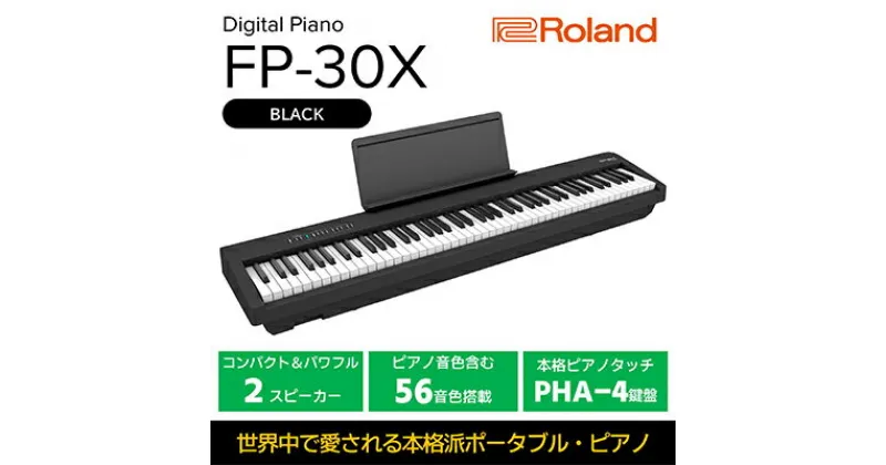 【ふるさと納税】電子ピアノ FP-30X(ブラック) ピアノ 楽器 コンパクト 高クオリティ ピアノ音源 電化製品 音楽機器 自宅練習用 ステージ使い スタジオ使い Bluetoothオーディオ MIDI機能搭載 Roland 配送不可：離島　 浜松市 　お届け：10日～1か月