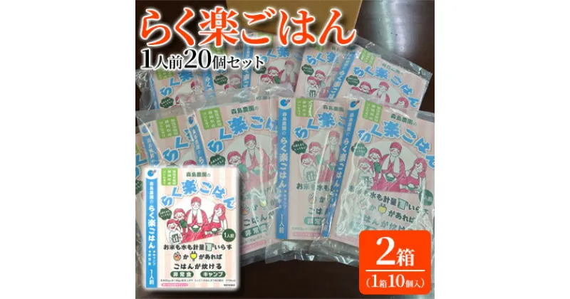 【ふるさと納税】らく楽ごはん1人前×20個 （1箱10個入×2箱セット）ご飯 非常食 保存 備蓄 米 キャンプ アウトドア　 加工食品 レトルト 水いらず 計量済み メスティン調理 コシヒカリ 便利