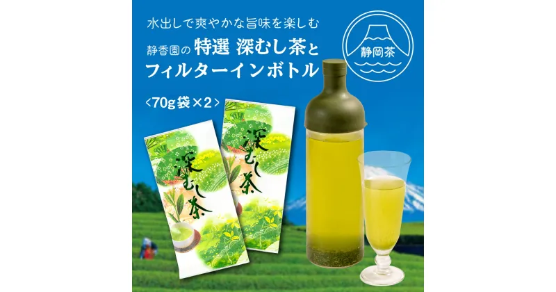 【ふるさと納税】 茶葉 特選 深蒸し茶 70g 2袋 フィルターイン ボトル付 国産 新茶 銘茶 ギフト 贈答 贈り物