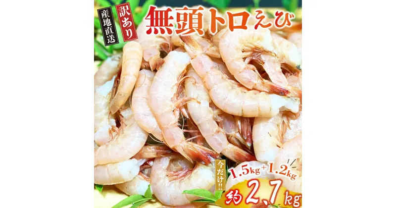 【ふるさと納税】 訳あり 無頭 トロ えび 約2.7kg 冷凍 海老 大容量 お刺身 駿河湾 エビ餃子 エビチリ エビ餃子